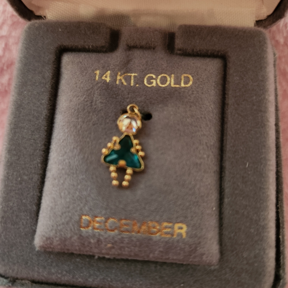 Gold and Green Girl Charm Pendant 4 Month Of Dec/ Bd Charm☆ RARE ITEM